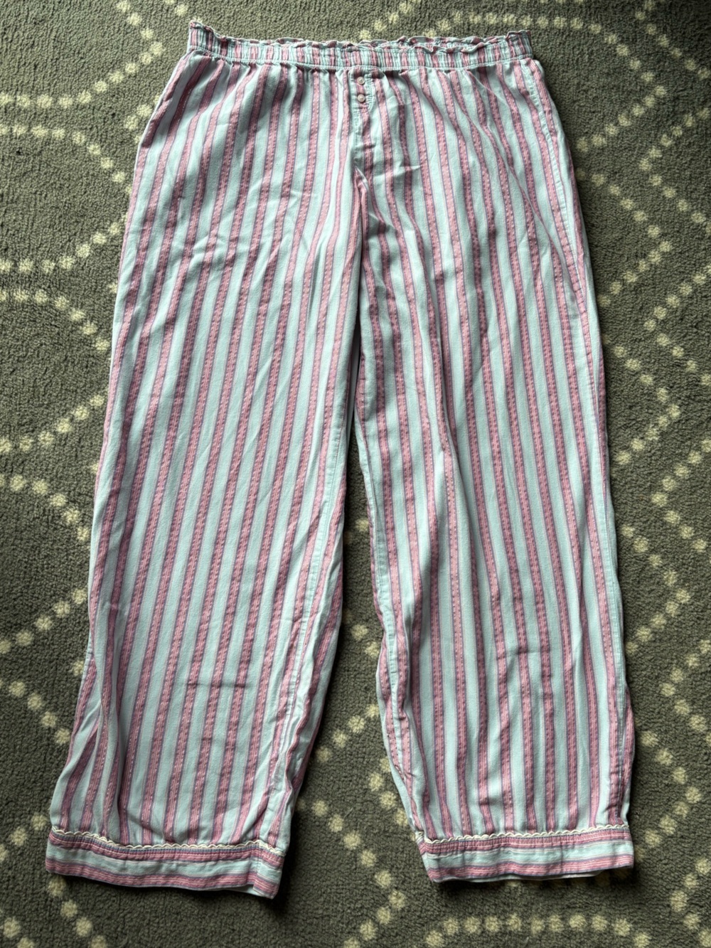 Victoria’s Secret - Metallic striped cotton lounge pants waist ruffle - SIZE XL